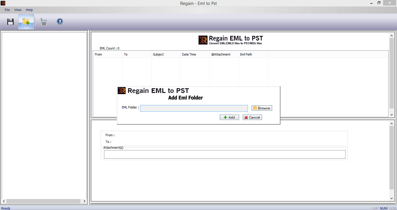 Regain eml to pst, EML to PST converter, eml to pst software, open EML into Outlook, EML converter, convert EML file, how to convert EML file, windows live mail to pst